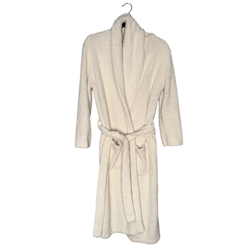 Barefoot Dreams Robe Womens Size 1 Cream Excellent Bamboo Chic Knit Shawl Collar